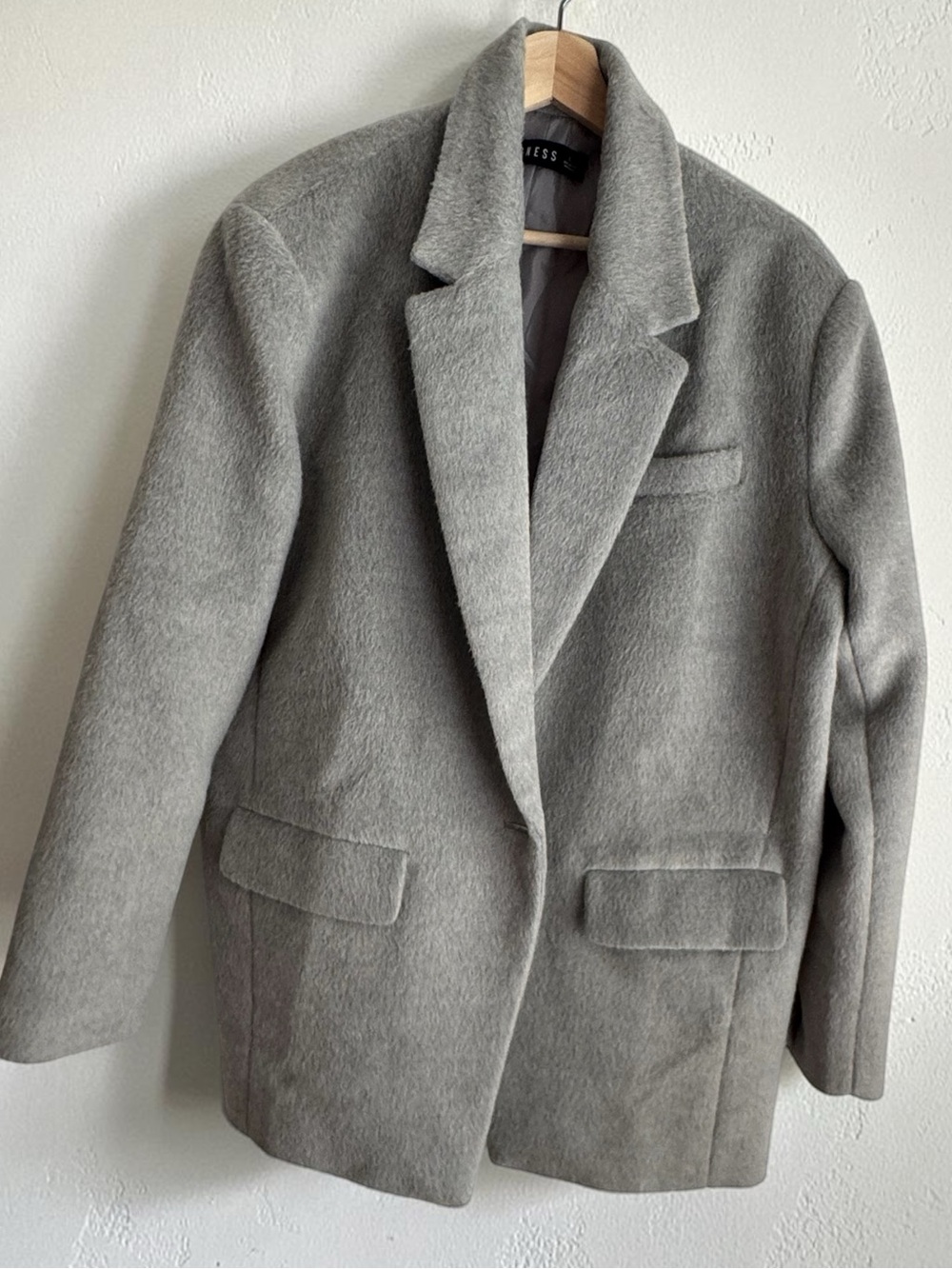 Lioness Hailey grey oversized single breasted jacket size large textured style